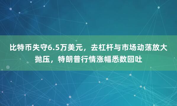 比特币失守6.5万美元，去杠杆与市场动荡放大抛压，特朗普行情涨幅悉数回吐